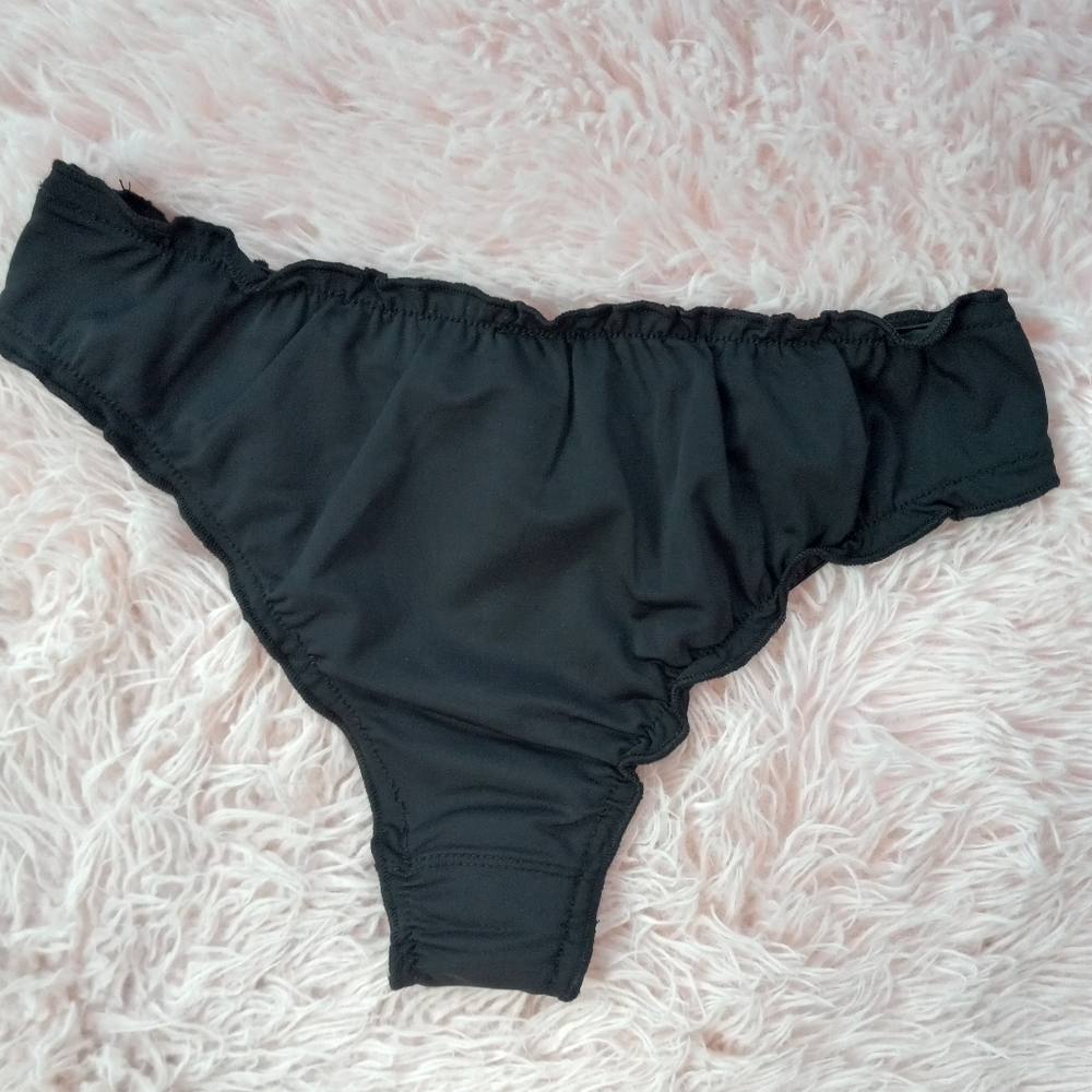 FINAL PRICE Dolls Kill Silky cheeky alien embroidered black ruffle edged panty! - Picture 5 of 9